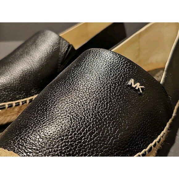Michael Kors Kendrick Slip On Espadrille Flats MK Logo Leather Black Size: 8.5 M - Picture 8 of 15